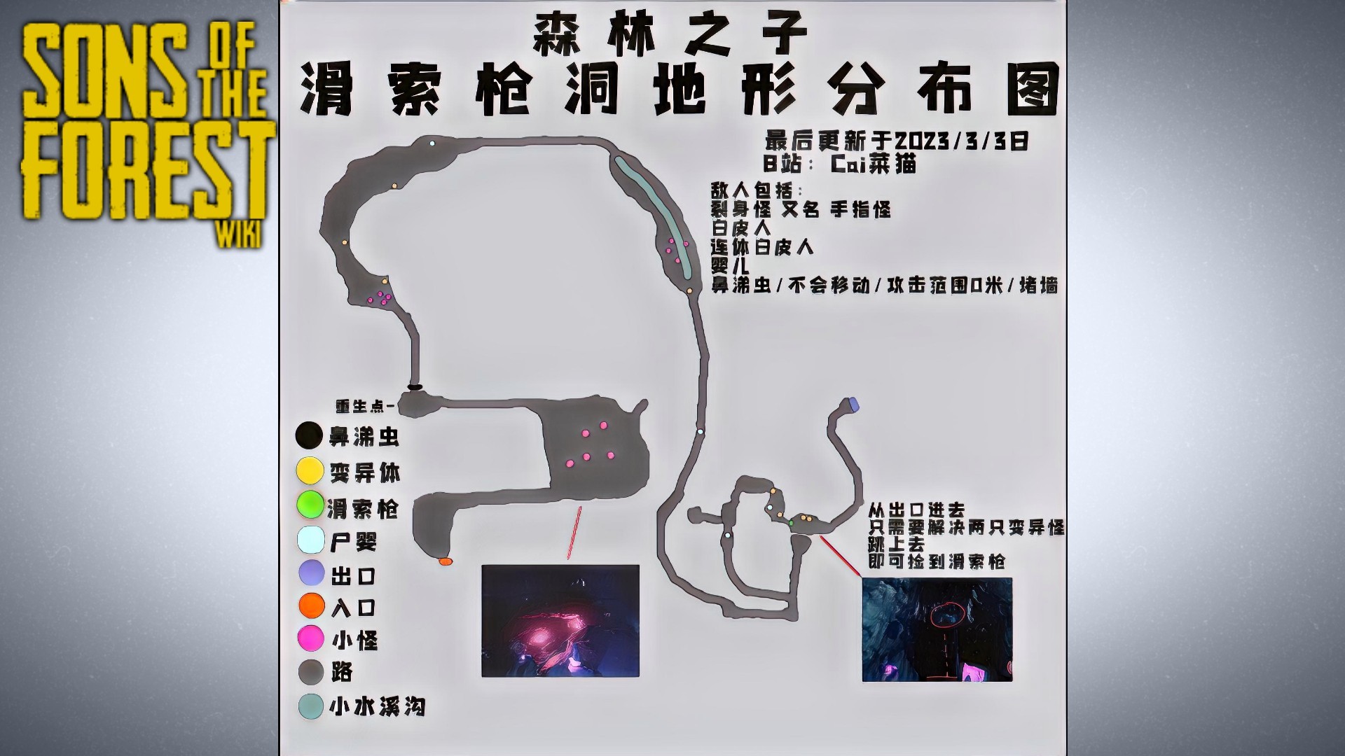 森林之子滑索枪洞地形全分布一览-森林之子滑索枪洞地形分布高清大图